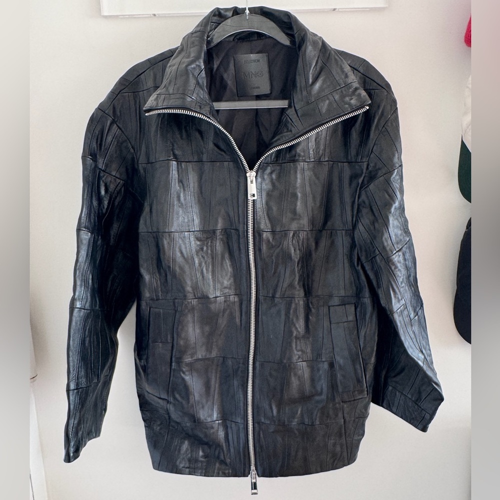 Mango Selection Oversized Patchwork Leather Coat - image 5